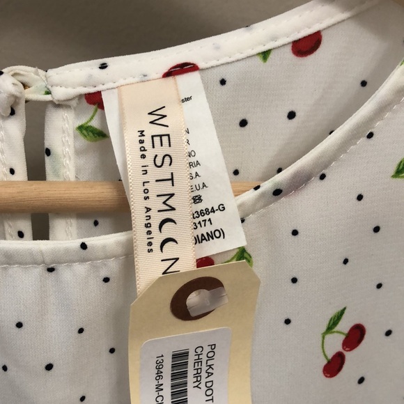 Polka dot and cherry, ruffle sleeve top - Picture 3 of 6